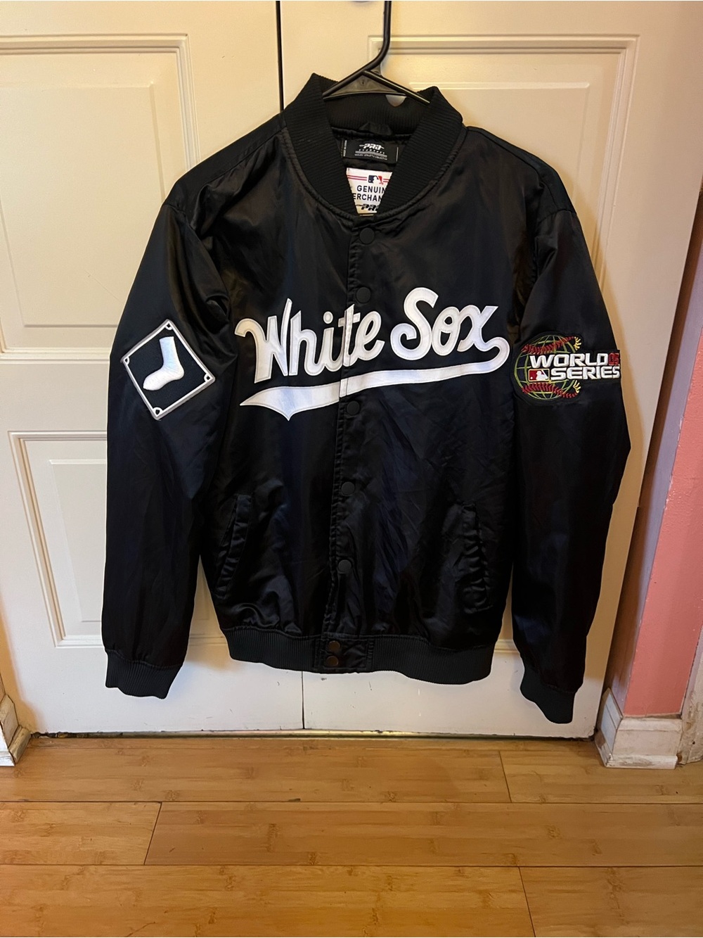Chicago White Sox Black Satin Bomber Jacket - Official MLB Team Jacket